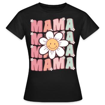 Mignon Groovy Mama Rétro Fleur De Marguerite - T-shirt Femme - noir - Devant - AI Model Female 172 dark (172cm)