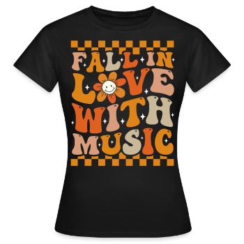 Fall In Love With Music Groovy Music Lover - Women's T-Shirt - black - Front - AI Model Female 172 dark (172cm)
