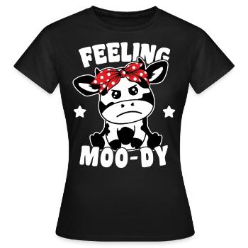 Vache mignonne se sentant lunatique, jeu de mots drôle - T-shirt Femme - noir - Devant - AI Model Female 172 dark (172cm)