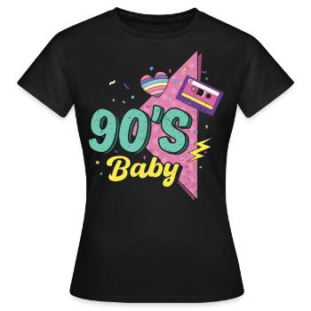 années quatre-vingt-dix - T-shirt Femme - noir - Devant - AI Model Female 172 dark (172cm)