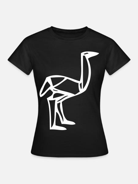 Vogel Strauss - Origami - Frauen T-Shirt - Schwarz