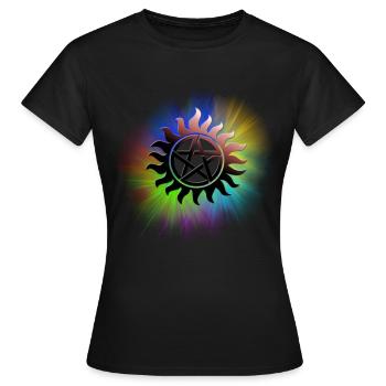 ColorStarBurst - Frauen T-Shirt - Schwarz - Vorne - AI Model Female 172 dark (172cm)