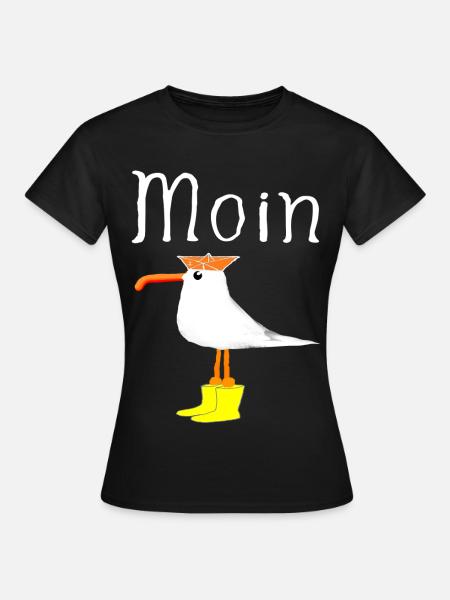 Moin Hafen Heimat Küstenkind Möwe Anker Geschenke - Frauen T-Shirt - Schwarz