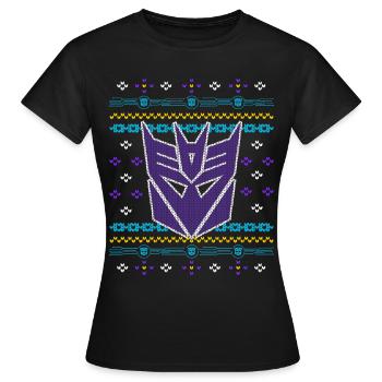 Transformers G1 Megatron Mask Ugly Christmas - Women's T-Shirt - black - Front - AI Model Female 172 dark (172cm)