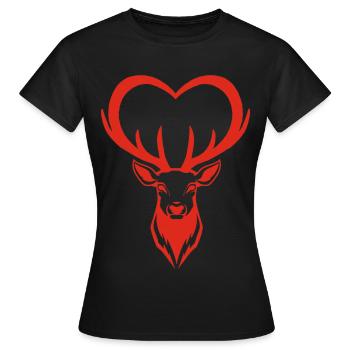 Coeur de cerf rouge - T-shirt Femme - noir - Devant - AI Model Female 172 dark (172cm)