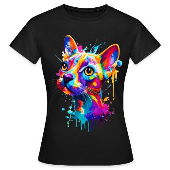Chat Coloré - Chat Coloré - Chat Sphynx - T-shirt Femme - noir - Devant - AI Model Female 172 dark (172cm)