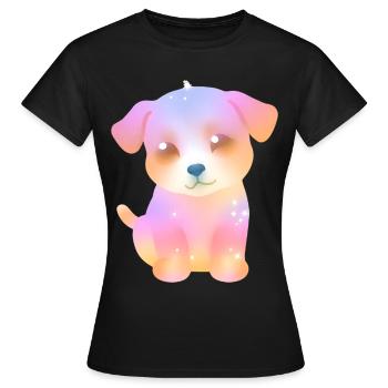 cute sparkly dog - colorful puppy - kawaii - Women's T-Shirt - black - Front - AI Model Female 172 dark (172cm)