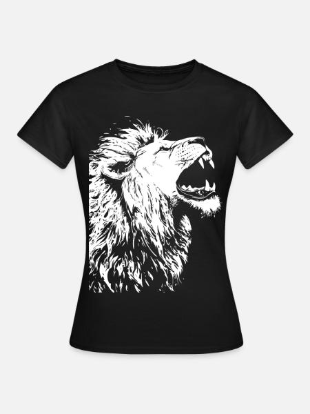 Majestätischer Löwenkopf im schwarzen Weiß - Frauen T-Shirt - Schwarz