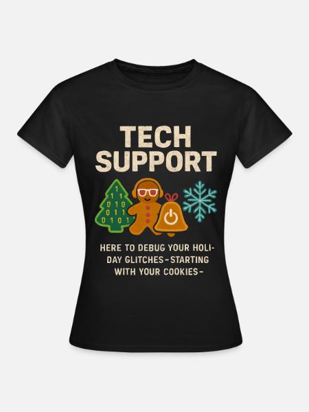 Débogage du support informatique des cadeaux de Noël administratifs - T-shirt Femme - noir