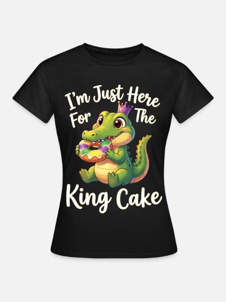 King Cake Mardi Gras Aligator - Frauen T-Shirt - Schwarz
