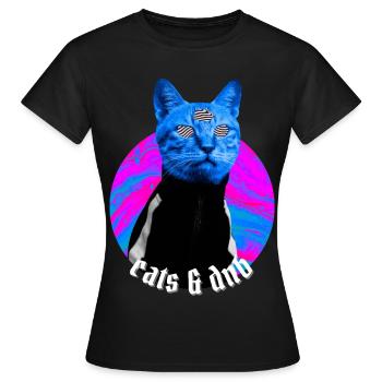 Cats & DnB Cat Stylish Drum And Bass Rave Outfit - Women's T-Shirt - black - Front - AI Model Female 172 dark (172cm)