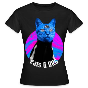 Cats & UKG Chat UK Garage Music Rave Outfit - T-shirt Femme - noir - Devant - AI Model Female 172 dark (172cm)