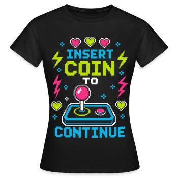 Insérer une pièce pour continuer le rétro gaming - T-shirt Femme - noir - Devant - AI Model Female 172 dark (172cm)