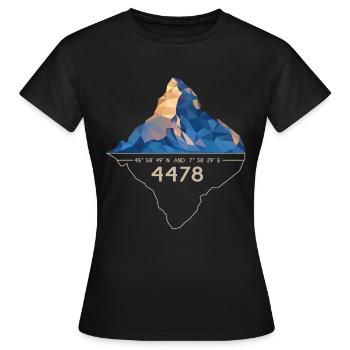 Zermatt Matterhorn Gipfel 4478 m Low Poly Berg - Frauen T-Shirt - Schwarz - Vorne - AI Model Female 172 dark (172cm)