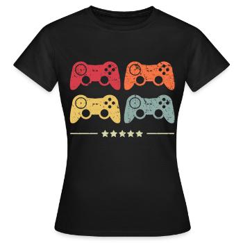 Vintage Retro Video Game Pad - Women's T-Shirt - black - Front - AI Model Female 172 dark (172cm)