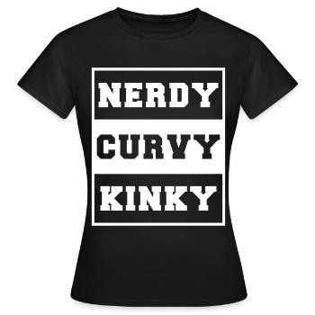CURVY - round - Women's T-Shirt - black - Front - AI Model Female 172 dark (172cm)