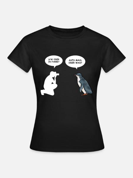 Pinguin Fotograf - Frauen T-Shirt - Schwarz