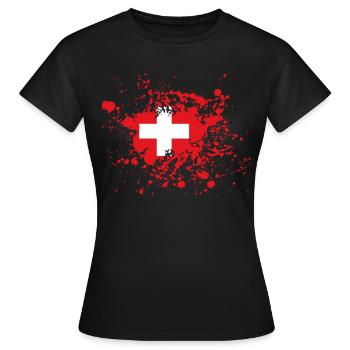 Encre du drapeau suisse - T-shirt Femme - noir - Devant - AI Model Female 172 dark (172cm)