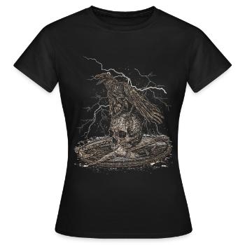 VIKING RAVE SKULL WIKINGER AX AND SWORD - Women's T-Shirt - black - Front - AI Model Female 172 dark (172cm)