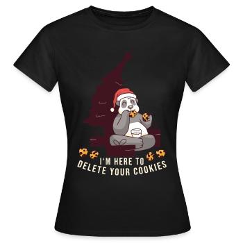 I m here to delete your cookies Panda Christmas - Women's T-Shirt - black - Front - AI Model Female 172 dark (172cm)