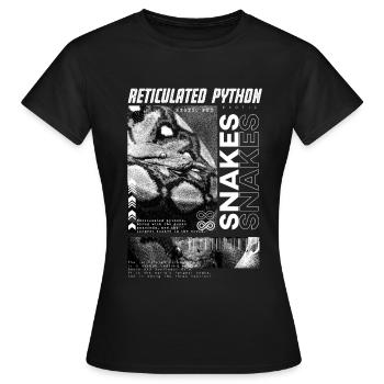 Gardien de reptiles streetwear en python réticulé - T-shirt Femme - noir - Devant - AI Model Female 172 dark (172cm)