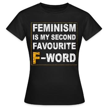 Feminismus ist mein zweitliebstes F-Wort - Frauen T-Shirt - Schwarz - Vorne - AI Model Female 172 dark (172cm)