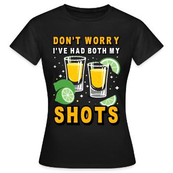 Ne vous inquiétez pas, j’ai eu mes deux injections - T-shirt Femme - noir - Devant - AI Model Female 172 dark (172cm)