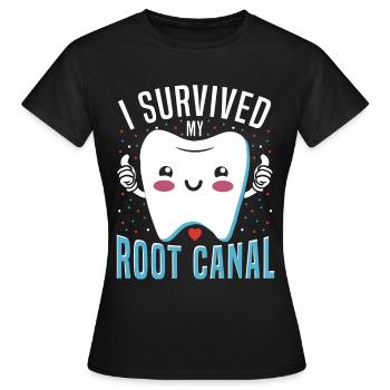 Soins dentaires Soins dentaires Traitement de canal - T-shirt Femme - noir - Devant - AI Model Female 172 dark (172cm)