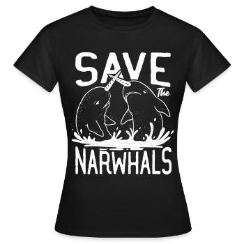 Narval Les poissons narvals sauvent les narvals - T-shirt Femme - noir - Devant - AI Model Female 172 dark (172cm)