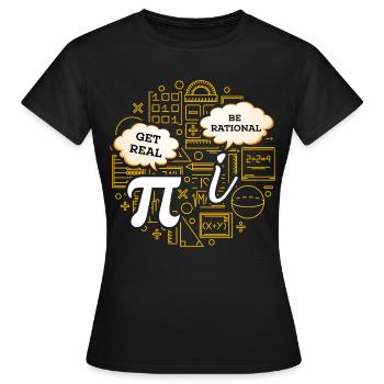 Humour mathématique – Pi vs. nombre imaginaire - T-shirt Femme - noir - Devant - AI Model Female 172 dark (172cm)