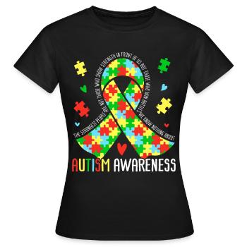 Sensibilisation à l’autisme - T-shirt Femme - noir - Devant - AI Model Female 172 dark (172cm)