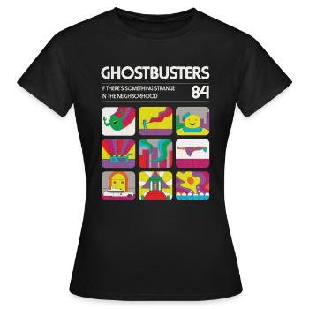 Ghostbusters Retro '84 Kacheln - Frauen T-Shirt - Schwarz - Vorne - AI Model Female 172 dark (172cm)
