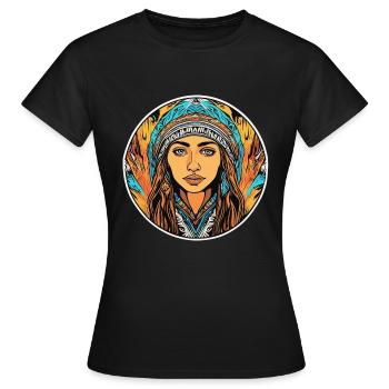 Ethno Girl - Frauen T-Shirt - Schwarz - Vorne - AI Model Female 172 dark (172cm)