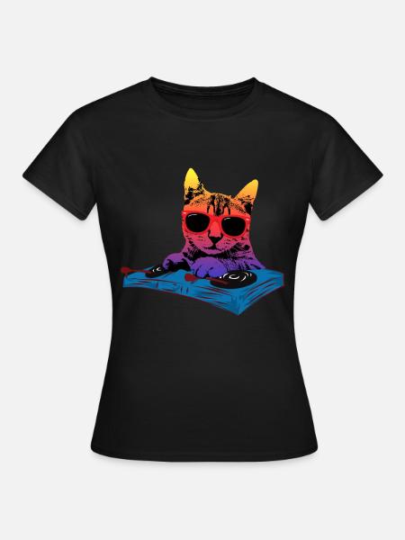 Katzenmusik DJ - Frauen T-Shirt - Schwarz