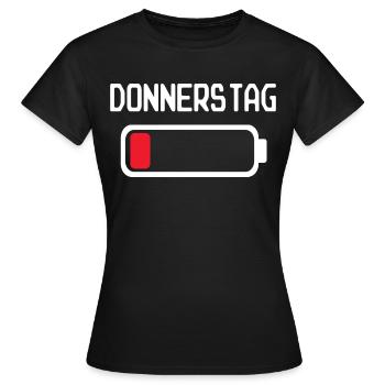 Donnerstag Batterien leer Design - Frauen T-Shirt - Schwarz - Vorne - AI Model Female 172 dark (172cm)
