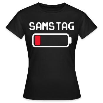 Samstag Batterie leer Design - Frauen T-Shirt - Schwarz - Vorne - AI Model Female 172 dark (172cm)