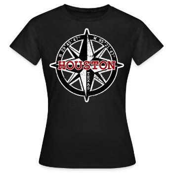 Compass Houston Texas TX USA Coordonnées GPS - T-shirt Femme - noir - Devant - AI Model Female 172 dark (172cm)