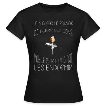 Je ne peux pas guérir les cons - Anesthésiste - T-shirt Femme - noir - Devant - AI Model Female 172 dark (172cm)