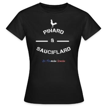 Pinard & sauciflard - Ze Franche touche - T-shirt Femme - noir - Devant - AI Model Female 172 dark (172cm)