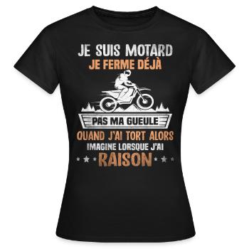 Cadeau Motard Bikeur & Arsouilleur à Grande Gueule - T-shirt Femme - noir - Devant - AI Model Female 172 dark (172cm)
