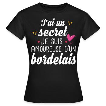 Bordeaux Bordeaux Femme Amoureuse Cadeau Humour - T-shirt Femme - noir - Devant - AI Model Female 172 dark (172cm)