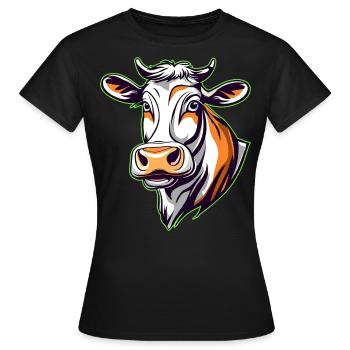 Vache Moo mignonne - T-shirt Femme - noir - Devant - AI Model Female 172 dark (172cm)