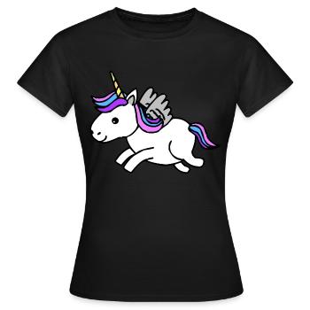 Unicorn Licorne Créatures Fabuleuses Dessin animé - T-shirt Femme - noir - Devant - AI Model Female 172 dark (172cm)