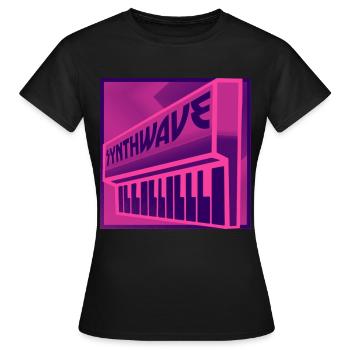 Clavier Synthwave Violet Rose - T-shirt Femme - noir - Devant - AI Model Female 172 dark (172cm)