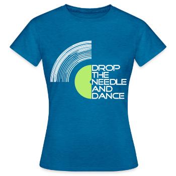 Vinyl - Women's T-Shirt - antique blue sapphire heather - Front - AI Model Female 172 dark (172cm)