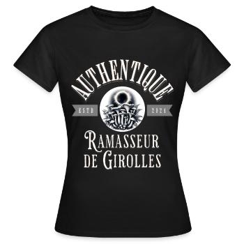 Authentique ramasseur de girolles - T-shirt Femme - noir - Devant - AI Model Female 172 dark (172cm)