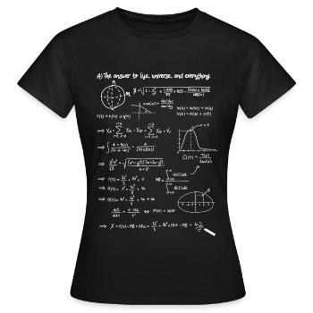 Antwort 42 - Frauen T-Shirt - Schwarz - Vorne - AI Model Female 172 dark (172cm)
