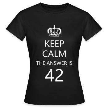 Answer 42 - Women's T-Shirt - black - Front - AI Model Female 172 dark (172cm)