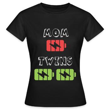 Mom Battery Twins Design Pour les femmes enceintes et les mamans - T-shirt Femme - noir - Devant - AI Model Female 172 dark (172cm)