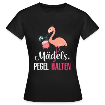 Mädels, Pegel Halten - Frauen Party Flamingo - Frauen T-Shirt - Schwarz - Vorne - AI Model Female 172 dark (172cm)